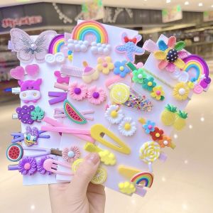 14pcs Girls Cute Cartoon Animal Fruit Hairpins Children Sweet Hair Clip Barrettes Headband Kids Fashion Hair Accessories