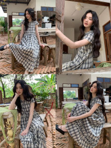 Mixd | Đầm Dài Tay Ngắn Kiểu Dáng Đơn Giản Retro