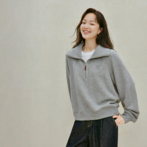 INMAN | Turn-down Collar Loose Slimming Sweatshirt