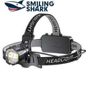 SmilingShark TD8030 led Headlamp Super Bright M77 Headlight White Yellow light Sensor Type-C Rechargeable Zoomable 4modes Waterproof for outdoor Camping Fishing
