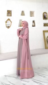 KAMARI DRESS AMORE BY RUBY GAMIS DRESS MUSLIM KERAH KEMEJA POLOS OUTER COD BUSUI