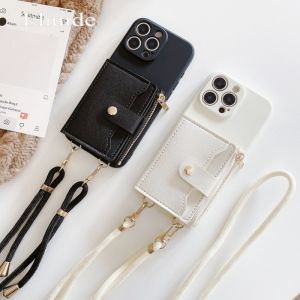 Wallet Strap Case for iPhone 17 Pro Max 17 Air 17Pro iPhone17ProMax 17P Card Slots Crossbody Lanyard PU Leather Silicone Cover