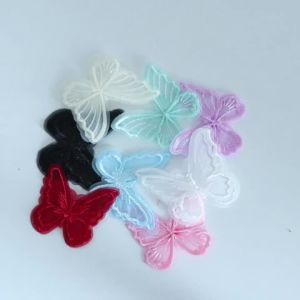 10 Chiếc 2 Lớp Thêu Bướm Vải Miếng Dán 5.5X6Cm Nhiều Màu Sắc Lưới Appliques Cho DIY May Thủ Công Mũ Phụ Kiện