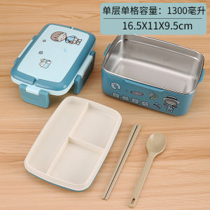 Hộp Cơm Trưa Di Động Sinh Viên Hộp Đựng Thức Ăn Cách Nhiệt Hai Lớp Bằng Thép Không Gỉ 304 Thân Thiện Với Trẻ Em Hộp Cơm Trưa Đi Học Hoạt Hình Thiết Kế