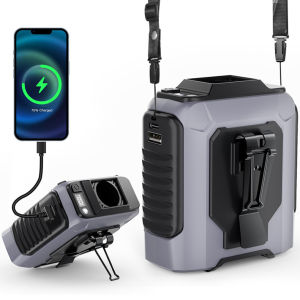 Portable Waist Fan with 10000mAh Power Bank LED Lighting Hanging Neck Fan 5 Speed USB Fan Clip Cooling Fan for Outdoor Working