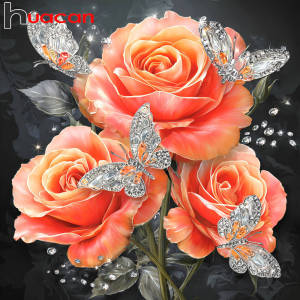 Huacan Peony Flower Diamond Painting Crystal Butterfly Diamond Mosaic New Collection 2025 Home Decor Craft Kit
