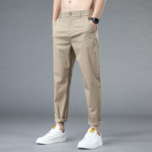 2026 New Summer Thin Mens Ankle Length Casual Pants Breathable Cotton Tapered Trousers Work Chino Khaki Baggy Harem Pants Male