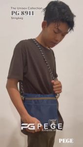 Tas Slempang Bahu Pria PEGE Casual Tas Waistbag Bahan Distro Keren Kekinian - PG 8911