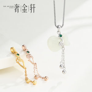 S925 Pure Silver Gourd Pendant Clasp Head Embedded Amber Jade DIY Jade Pendant Clip Lucky Bag Pendant Empty Mount