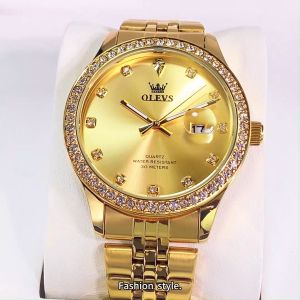 OLEVS watches for men original fashion luxury high-end diamond dial waterproof luminous calendar stainless steel quartz watch men