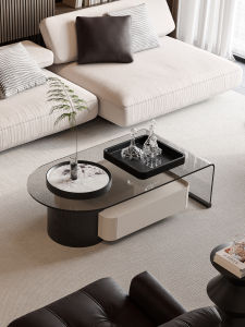 Italian Style Minimalist Extendable Tempered Glass Tea Table