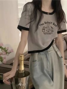 Color Block American Retro Design Short Sleeve T-Shirt: A Perfect Summer Casual Top