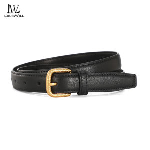 LouisWill Fashion Belts Retro Belt Elegant Slim Belt Soft Second-layer Cow Leather Belt Adjustable Girls Ladies Long Straps Waistbands Dress Coat Alloy Buckle Leisure Belt
