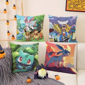 Bandai | Pokemon Arcanine Anime Plush Pillow Cover Soft Short Plush Cushion Cover For Sofa Bedroom Living Room Home Decor Gift