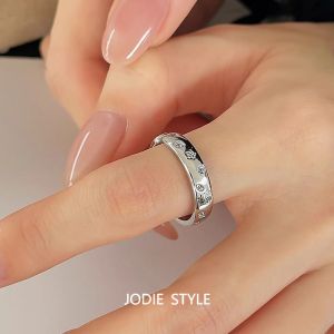 Elegant Silver Micro-Paved Diamond Ring for Women Star Cross Simple Stylish Open Finger Ring Fashion Jewelry Index Finger