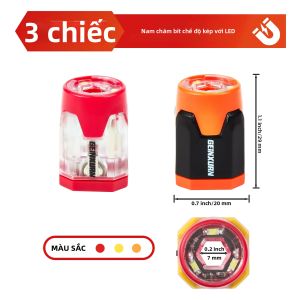 Geinxurn 3 Miếng LED Vít Bit Magnetizer Ring Set Nhựa ABS 1/4 Shank Từ Tính Mạnh Cho Thép Hợp Kim Bit