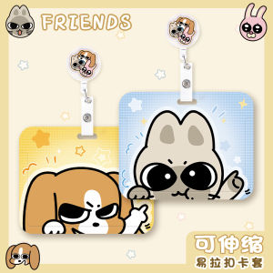 Cute Rabbit Cat Lip Horizontal Card Holder with Retractable Cord Bus Lunch Card Bank Card ID Card School Card Neck Strap