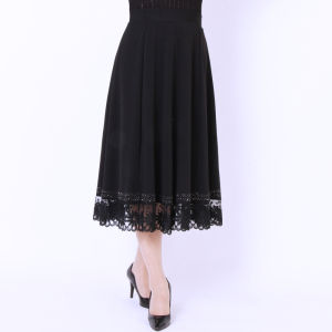 Comfortable High Waist A-Line Midi Skirt for Mom Spring Summer Autumn Fashion Mid-aged Womens Half-length Diamond Embedded Black Skirt