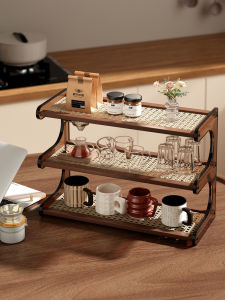 Modern Minimalist L-Shaped Acrylic Cup Holder Tabletop Coffee Cup Tea Set Storage Rack Kitchen Bedroom Living Room Multi-Purpose