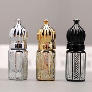 3ML6MLGlass Roller Bottle Mini Essential Oil Container Portable Blending Perfume Bottle Silver Empty Bottles