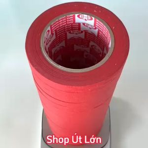 Băng keo giấy màu đỏ rộng 1.5cm dài 50 mét lõi giấy 3mm 1 cây 18 cuộn giá tại xưởng