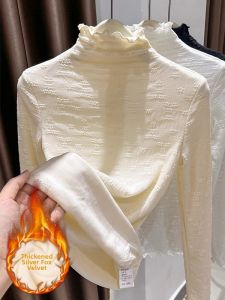 Stylish Warm Half-Turtleneck Lace Lining Womens Shirt