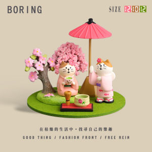 Bàn Trang Trí Hoa Anh Đào Mùa Xuân Hình Mèo Uống Trà Trang Trí Bàn Làm Việc Quà Tặng Cho Nữ Thủ Công Mỹ Nghệ