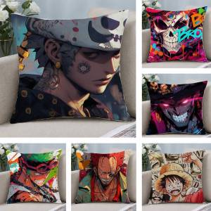 Bandai | One Piece Blackbeard Marshall Teach Anime Plush Pillow Cover Soft Short Plush Cushion Cover For Sofa Bedroom Home Decor Gift