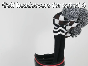 Scott Edward Golf Headcover 4pcs Wood Club Covers For Driver Cover Fairway and Hybrid with Lovely Knit PomPom