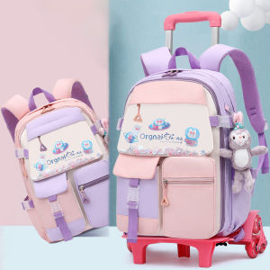 กระเป๋านักเรียนรถเข็นนักเรียน6ล้อสำหรับเด็กผู้หญิงอายุ6-14ปี