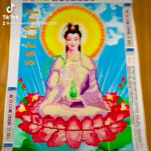 Bức Tranh Đính Đá Phật Quan Âm Phong Cách Hiện Đại 40x52cm YN2057