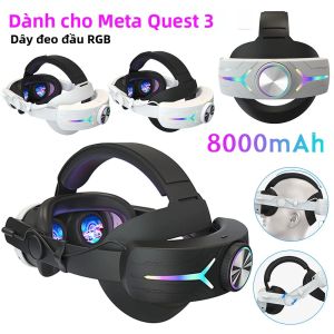 Dây Đeo Đầu RGB 20W Có Thể Điều Chỉnh Dành Cho Tai Nghe VR Meta Quest 3 Với Pin Sạc 8000mAh Dây Đeo Comfort Elite Giảm Áp Lực