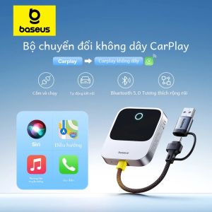 Bộ Chuyển Đổi Không Dây Baseus CarPlay Màu Xám Không Gian Kết Nối Tự Động Thông Minh Bluetooth Cắm Là Chạy Tích Hợp Điện Thoại Thông Minh Vào Ô Tô Có Dây Thành Không Dây