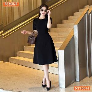 Đầm thiết kế BEMINE cổ tròn nhún ngực hai bên dáng chữ A phù hợp đi làm-MT10044