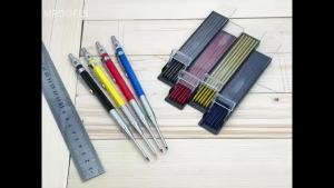 MROOFUL | Deep Hole Metal Woodworking Mechanical Pencil Set or 2.0mm 2B Replaceable Leads Marking Pencil for Woodworking Supplies