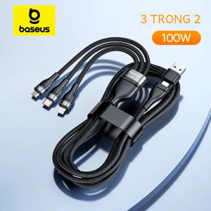 Cáp USB 3 Trong 1 Baseus 100W Dành Cho MacBook iPhone 15/14 Pro Max Huawei Honor Xiaomi 13 Sạc Nhanh 20W Cáp USB Type-C Đa Năng