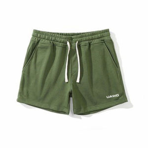 Uawo Summer New Loose Fitness Short Pants Fourths Men Knitted Elastic Waist Sports Running Beachwear Youth Active Style Cotton