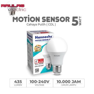 Led Hannochs Motion Sensor 5 Watt - Lampu Led Hannochs Sensor Gerak Cahaya Putih