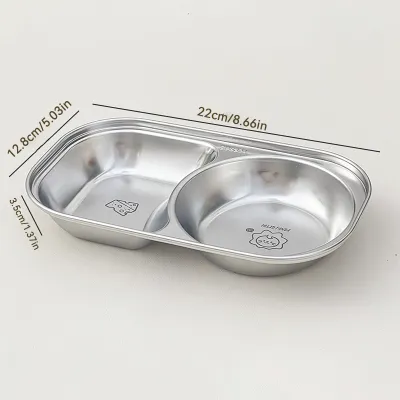 WORTHBUY Mini Cute Children Dinner Plate 304 Stainless Steel Divided Food Plates Dishes Fruit Salad Plates Kitchen Tableware
