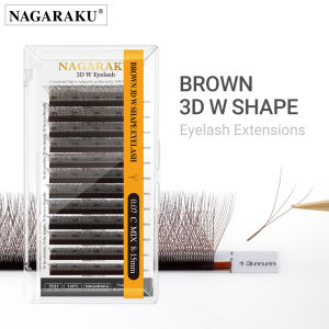 NAGARAKU Brown Automatic Flowering W Shape Bloom 3D Premade Fans Eyelash Extensions