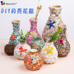 Buenoarte Shell Button Vase DIY Christmas Creative Time-Killer Nursery Parent-Child Activity Material for Home Decoration