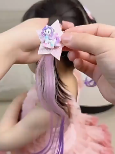 Cặp kẹp tóc giả cho bé gái hình ngựa Pony lọn tóc giả màu sắc xinh tươi cho bé gái