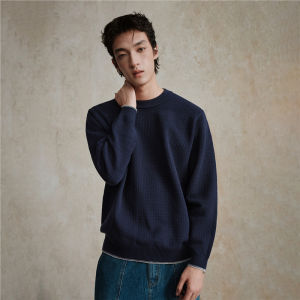 Designer Giordano Mens Knitted Sweater Textured Loose Fit round Neck Mixed Fiber Casual Fashion Winter Warm Long Sleeve