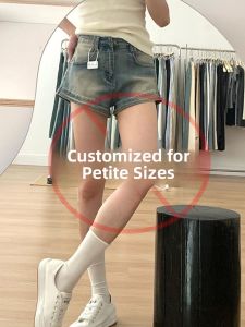 High Waist Short Jeans Womens Summer Design Slimming A-Line Hot Pants Vintage Washed Straight Leg Casual Denim Shorts
