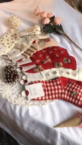 Set Tất Cổ Cao Nữ Vớ Cao Cổ Noel Tết Làm Quà Tất Tiêu Thư LOLITA ĐỎ Cổ Bèo Nhún Tất Vớ Nữ ULZZANG STYLE HÀN QUỐC