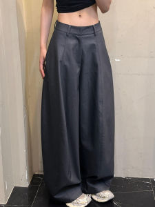 Deep Grey Comfortable High Waist Wide Leg Pants Womens Fashionable Casual Loose Slimming Bend Knife Pants Early Autumn New Style