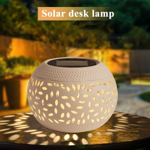 Solar Table Light Outdoor Solar Powered LED Lamp Hollowed-Out Metal Desktop Decorative Lantern Patio Garden light  Desktop Light