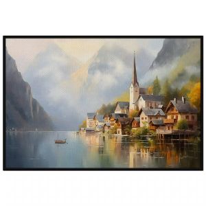 Tranh phong cảnh làng quê Châu Âu. Tranh treo tường dán tường Canvas. CGI-208
