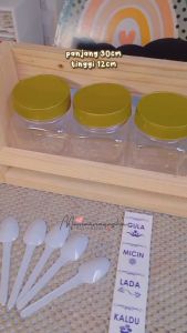 Tempat Bumbu Dapur 2 Susun Bonus Toples 5Pcs & Sticker