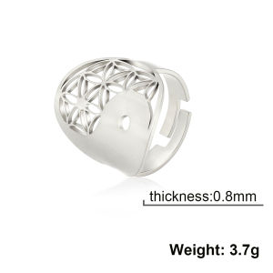 Skyrim Yin Yang Flower Of Life Ring for Women Stainless Steel Gold Color Adjustable Geometric Rings Vintage Amulet Jewelry Gift